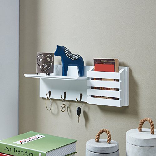 Danya B. Utility Shelf with Pocket and Hanging Hooks