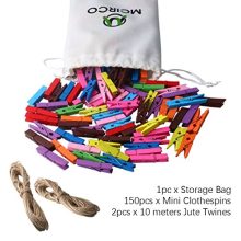 Mcirco 【150 Pieces】 Wooden Clips, Mini Colored Natural Wooden Clothespins