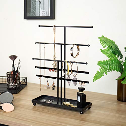 MyGift 5 T-Bar Modern Black Metal Jewelry Organizer for Bracelets