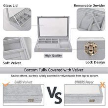 VIEFIN Stackable Jewelry Tray with Lid, Velvet Earring Drawer Insert Display
