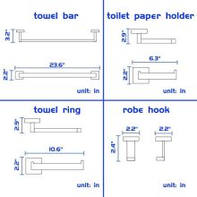 LuckIn 24 Inch 4-Piece Modern Polished Chrome Bathroom Hardware Accessories