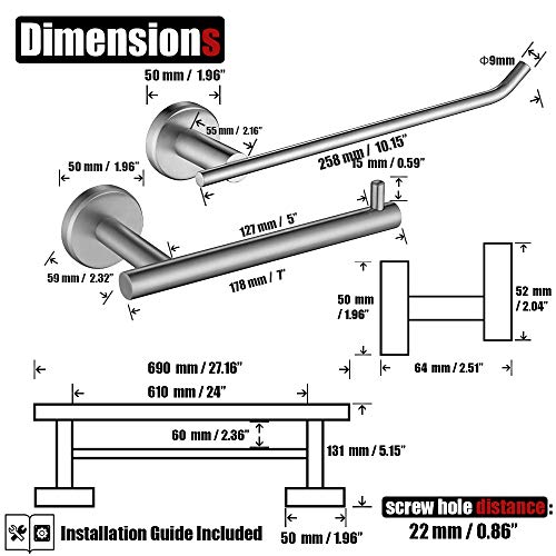 JQK Bathroom Hardware Towel Bar Set, 5-Piece Bath Accessories Set