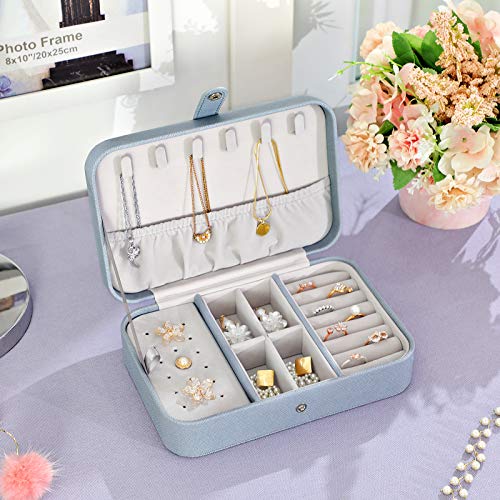 SONGMICS Travel Jewelry Box, Jewelry Organizer for Necklaces, Rings, Studs