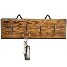MyGift Rustic Wood & Wire Wall-Mounted 4-Hook Key Rack
