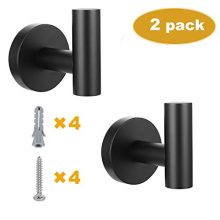 Towel Robe Hooks, Matte Black SU304 Stainless Steel Coat Robe Clothes Hook