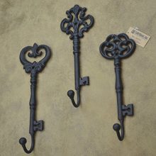 LuLu Decor, Shabby Chic Decorative Wall Hook Cast Iron Key Shape Coat Hanger