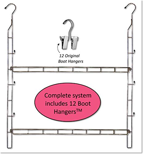 Deluxe 12-Pair Hanging Boot Storage - Double Decker Boot Caddy Hangs up