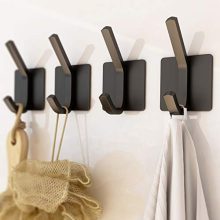 XIGOO Black Adhesive Hooks - Office Hook Hanging Key Bathroom Towel Hooks