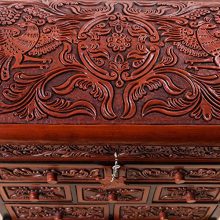 Formidable Falcon Leather Jewelry Box – Handcrafted Cedar Chest with Drawers & Lock by Artisan Kelvin Maguiña