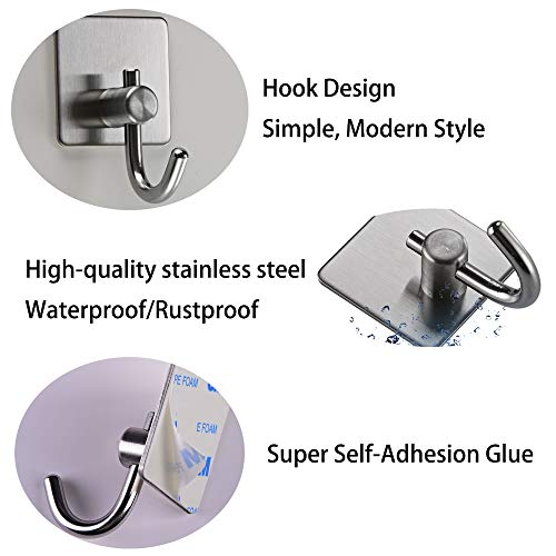 Towel Hooks Adhesive Hook Heavy Duty Wall Hooks Chrome Waterproof Utility