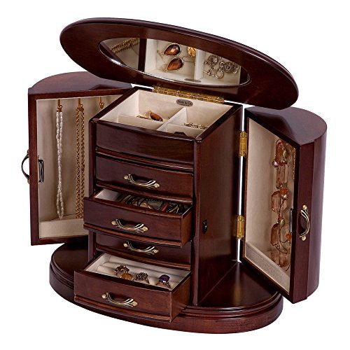 Mele & Co. Heloise Wooden Jewelry Box, Ring, Necklace