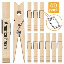 Sooneat Clothes Pins Wooden Clothespins 40 PCS - Wood Photo Clips for Pictures Clothes Pin Decorative Clothespins Laundry Baby Clothing Pins, Ideal for Crafts, Chip Clips, Home Office Decoration