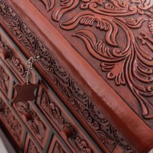 Formidable Falcon Leather Jewelry Box – Handcrafted Cedar Chest with Drawers & Lock by Artisan Kelvin Maguiña