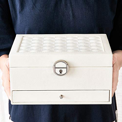 Jewelry Box Organizer Three-Layers Leather Jewelry Display Case