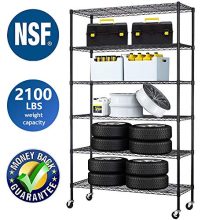 6 Tier Storage Shelves Metal Wire Shelving Unit Height Adjustable NSF Heavy Duty