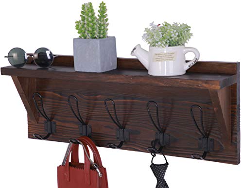 Set of 2 Entryway Coat Rack Wall Mounted with Shelf Rustic Coat Hooks