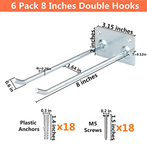 Garage Storage Utility Hooks, 8Inches Wall Mount Steel Hanger Organizer