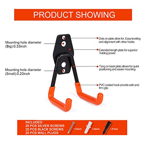 ProChosen 10-Pack Steel Garage Storage Utility Double Hooks