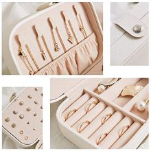 Jewelry Box,Necklace Ring Storage Organizer Double Layer Travel Synthetic Leather