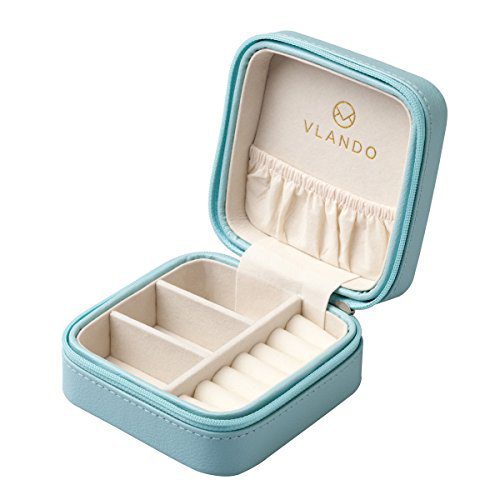 Vlando Small Travel Jewelry Box Organizer Display Case for Girls Women