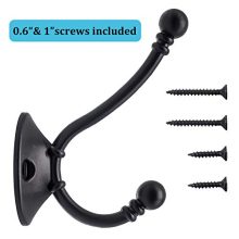 6 Pack Heavy Duty Dual Coat Hooks Wall Mounted with 24 Screws Retro Double