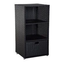 Outsunny 47" Poolside Rattan Wicker Towel Valet Organizer Cabinet