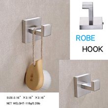 TASTOS Bath Towel Hooks Brushed Nickel, 2 Pack Stainless Steel Robe Coat