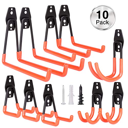 Mieuxbuck Garage Storage Hooks, 10-Pack Steel Utility Double Hooks