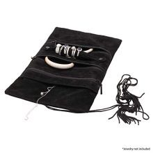 Travel Suede Jewelry Organizer Roll Bag, Foldable and Portable Easy