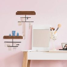 FTLL Hanging Jewelry Organizer Wall Mounted 2 Pack, Rustic Makeup Organizer
