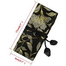 WEI LONG@Jewelry Roll, Travel Jewelry Roll Bag,Silk Embroidery Brocade Jewelry