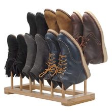 MobileVision Bamboo Boot Rack Free Standing Shoe Organizer, Holds 6 Pairs