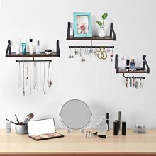 Rustic Wood Hanging Jewelry Organizer - Set of 3 for Necklaces, Rings, Earrings, and Bracelets