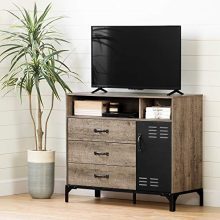 South Shore Valet Tv Stand-Weathered Oak and Matte Black