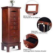Gentle Shower Jewelry Cabinet with Mirror Jewellery Box Organizer Wooden Jewelry