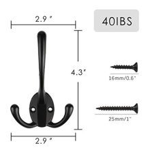 Big Heavy Duty Three Prongs Coat Hooks Wall Mounted Robe Hook