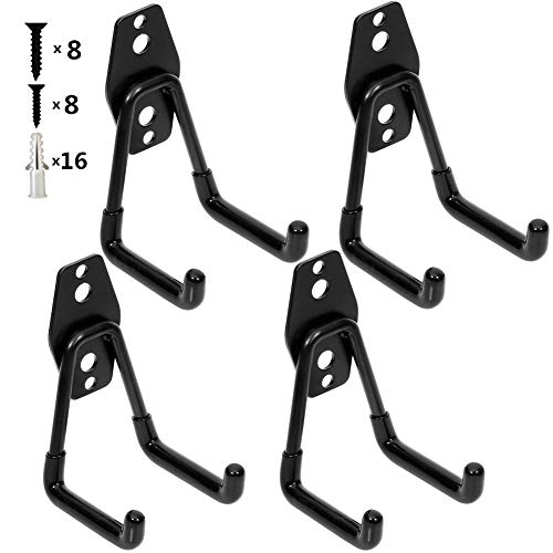 Garage Utility Double Hooks,Heavy Duty Steel Wall Mount Storage Organizer