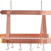 Old Dutch Oval Steel Pot Rack w. Grid & 16 Hooks, Satin Copper