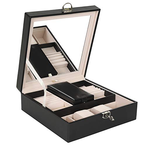 Lark and Harper Jewelry Box-Jewelry Organizer with Mini Travel Case and Mirror