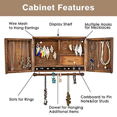 Declutter in Style – Wooden Jewelry Organizer with Barn Door Design
