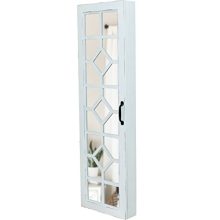 Charming White Eloise Jewelry Armoire with Geometric Design - Wall-Mount or Over-the-Door Storage Solution