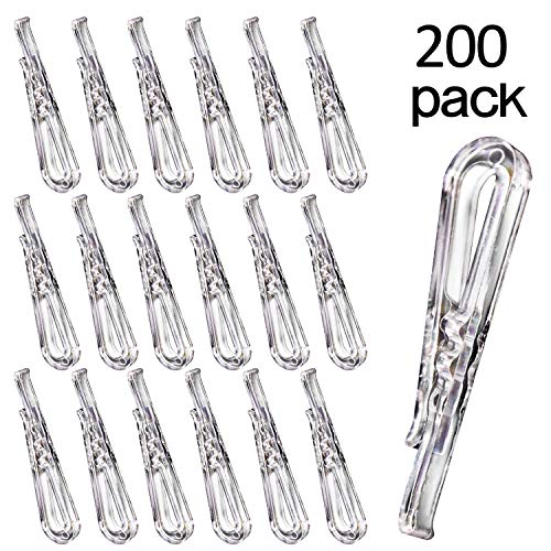 Plastic Alligator Clips U Shape - 200 PCS Small Plastic Shirt Clips with Teeth Clear Clothes Pins Transparent Mini Clothespins for Fabric Socks Ties Dress Pants, Hold Garments in Place - 1.5 inches