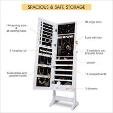 LANGRIA Mirrored Jewelry Cabinet Organizer, Full Length Standing Jewelry Storage