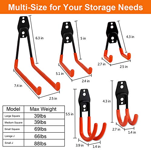 Dirza Steel Garage Storage Utility Double Hooks, Heavy Duty U- Hooks