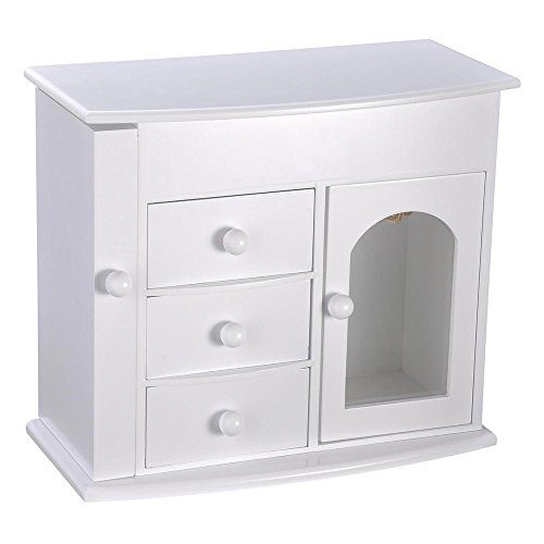 Yescom Wooden Jewelry Box Built-in Mirror Ring Earring Necklace Organizer