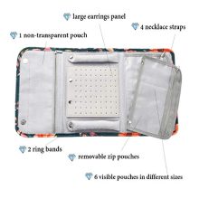 Je&Co Travel Jewelry Organizer, Foldable Jewelry Roll