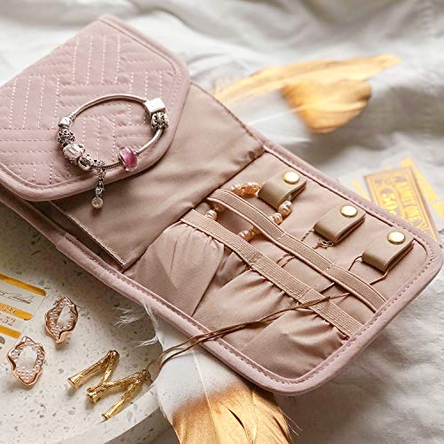 BAGSMART Travel Jewelry Organizer Case Foldable Jewelry Roll for Journey-Rings