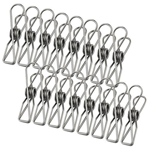 Wobe 30 Pack Stainless Steel Clothes Pins, Utility Clips Hooks Clothespin Clothesline Clip 2 inch for Home Laundry Office Outdoor Indoor Drying Cord Kitchen Tools Fastener