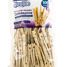 Woolite Extra Large Wooden 100 Pack Clothespins, Natural
