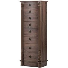 CHARMAID Large Standing Jewelry Armoire Cabinet Chest with 7 Drawers, 2 Side Swing Door with 12 Necklace Hooks, Jewelry Box Storage Organizer with Top Flip Mirror, Retro Standing Wood Jewelry Cabinet